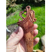 Functional Norse knife with hand-carved Dragon handle and leather sheath.
