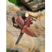 Functional Norse knife with hand-carved Dragon handle and leather sheath.