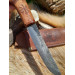 Functional Norse knife with hand-carved Dragon handle and leather sheath.
