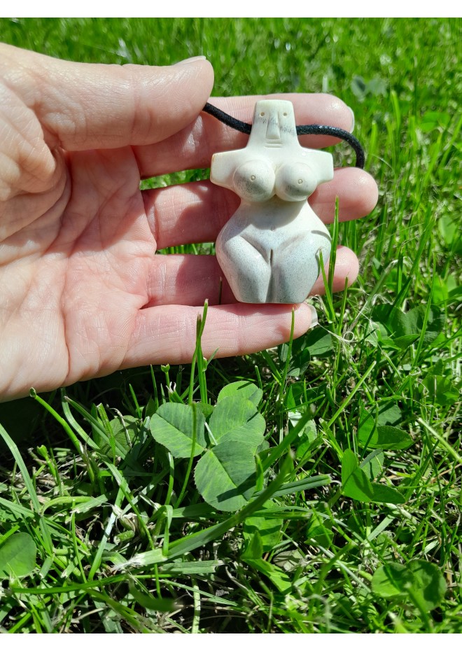 Moose antlers hand-carved Venus Cucuteni amulet.