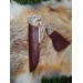 Vikings knife \ seax with leather sheath. Hand-carved Dragon handle. Hand-forged Carbon steel. 