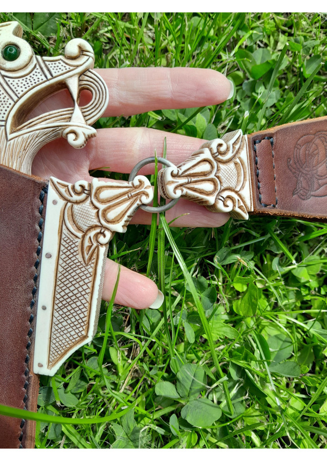 Vikings knife \ seax with leather sheath. Hand-carved Dragon handle. Hand-forged Carbon steel. 