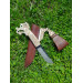 Vikings knife \ seax with leather sheath. Hand-carved Dragon handle. Hand-forged Carbon steel. 