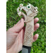 Vikings knife \ seax with leather sheath. Hand-carved Dragon handle. Hand-forged Carbon steel. 