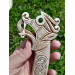 Vikings knife \ seax with leather sheath. Hand-carved Dragon handle. Hand-forged Carbon steel. 