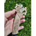 Vikings knife \ seax with leather sheath. Hand-carved Dragon handle. Hand-forged Carbon steel. 