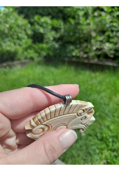 Viking, Celtic Boar jewelry. Norse Gullinbursti runic amulet. Antler hand-carved. Freyr talisman