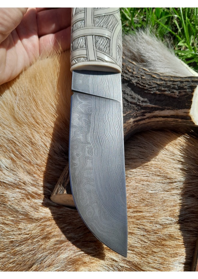 Handmade unique Viking knife "Fenrir chained" with leather sheath.