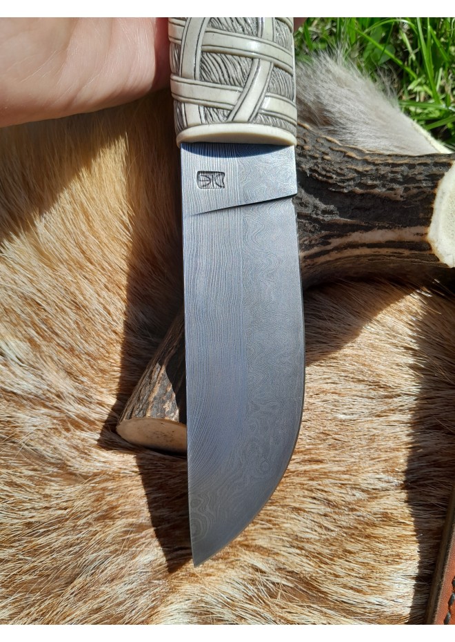 Handmade unique Viking knife "Fenrir chained" with leather sheath.