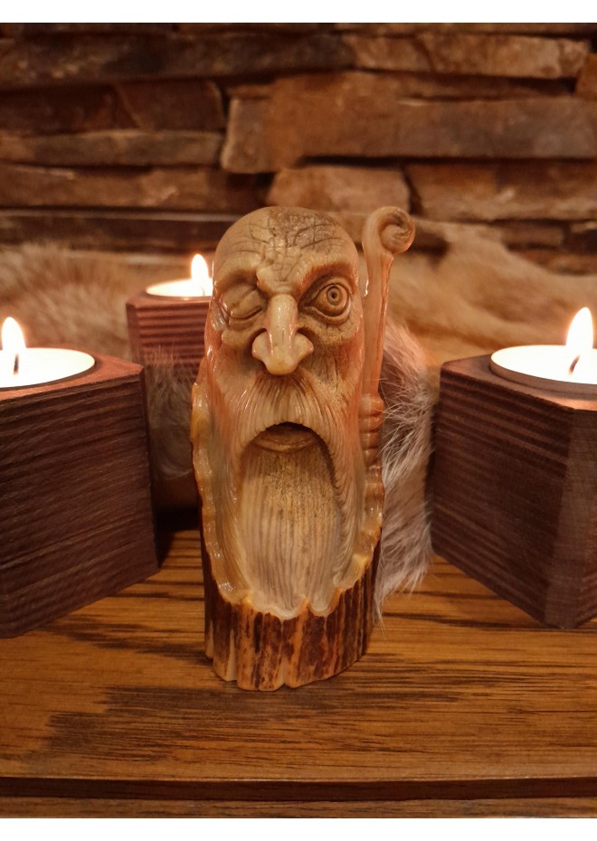 Exclusive hand-carved God Odin statue.
