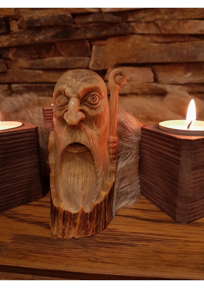Exclusive hand-carved God Odin statue.