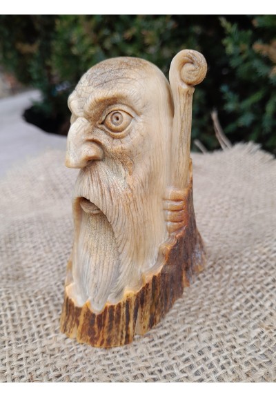 Exclusive hand-carved God Odin statue. Altar figurine of Odin. Norse Óðinn sculpture, Viking Allfather. Moose antlers hand-carved 