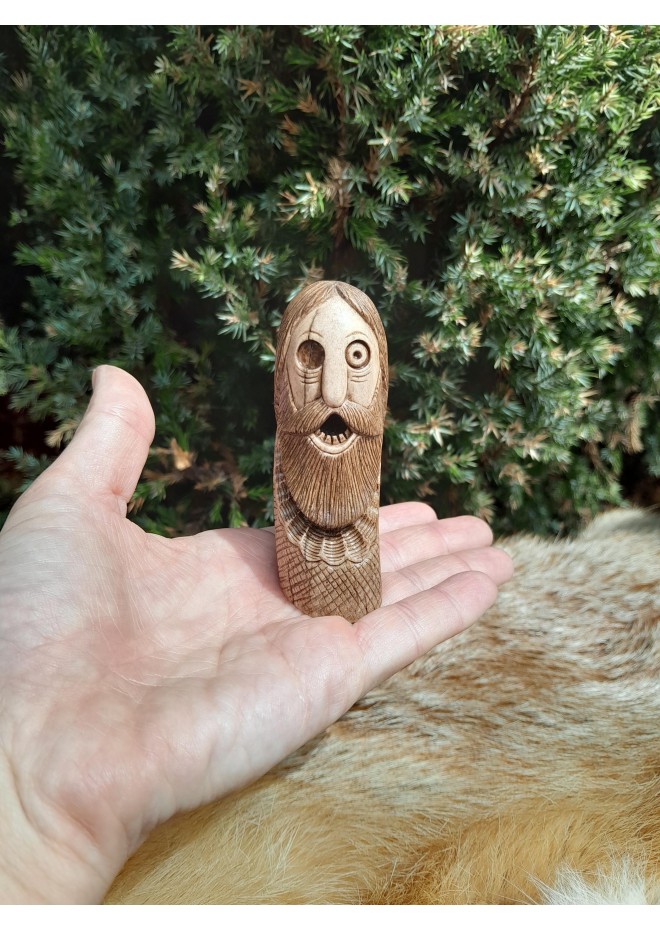 Odin Norse God moose antlers hand-carved statue.