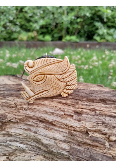 Viking, Celtic Boar jewelry. Norse Gullinbursti runic amulet. Antler hand-carved. Freyr talisman