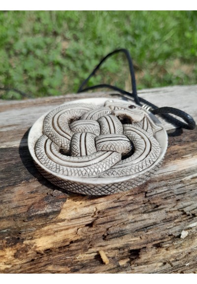 Viking Norse Dragon knotwork pendant. Celtic knot necklace.