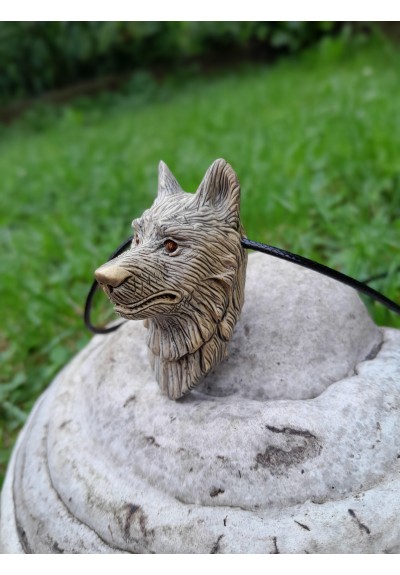 Norse Viking Wolf amulet - moose antlers hand-carved