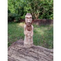Exclusive hand-carved Old Norse God. Thot statue. Moose antlers hand-carved 