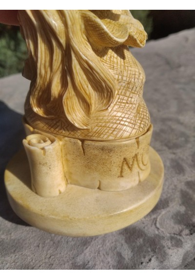 Exclusive Memento Mori Memento vivere figurine sculpture statue, human skull / human face - moose antlers hand carved