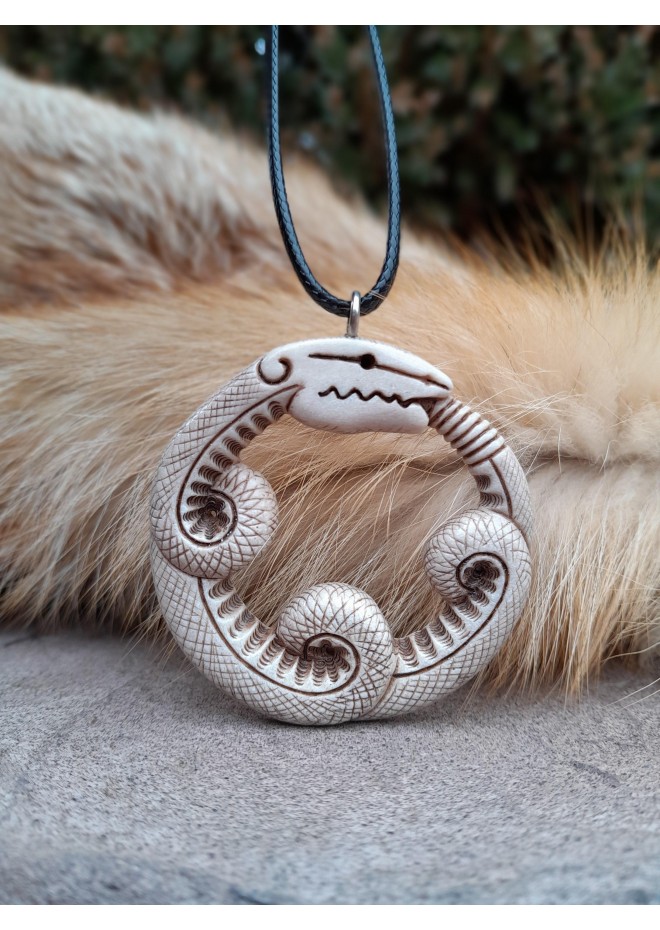 Unique hand-carved Viking Snake amulet. 