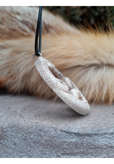 Unique hand-carved Viking Snake amulet. Ouroboros talisman. Jormungand World Serpent pendant. Norse Dragon amulet.