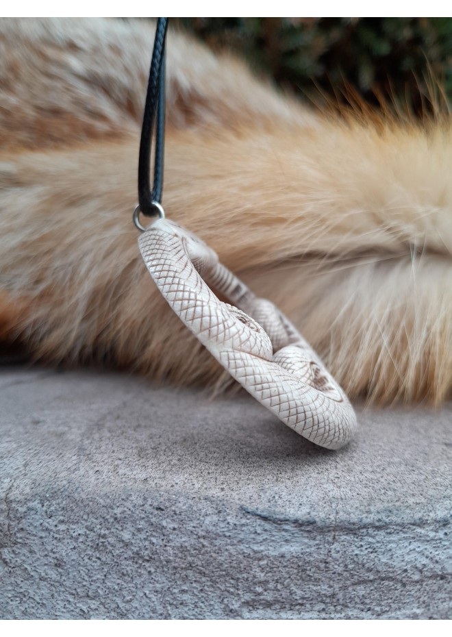 Unique hand-carved Viking Snake amulet. 