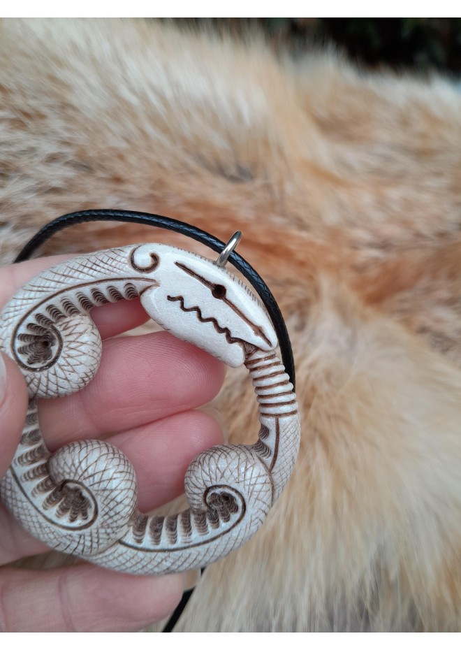 Unique hand-carved Viking Snake amulet. 