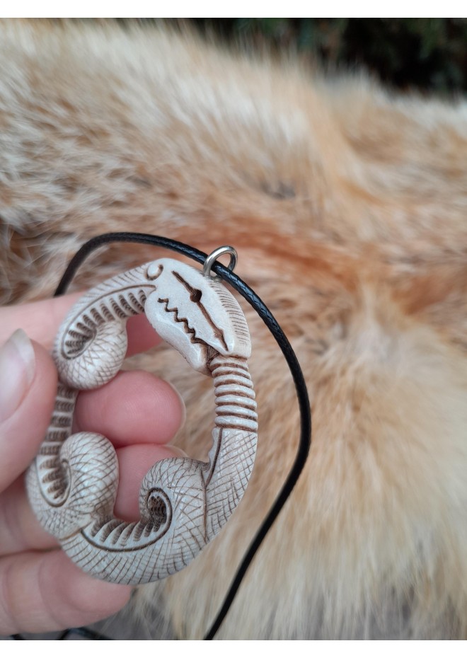 Unique hand-carved Viking Snake amulet. 