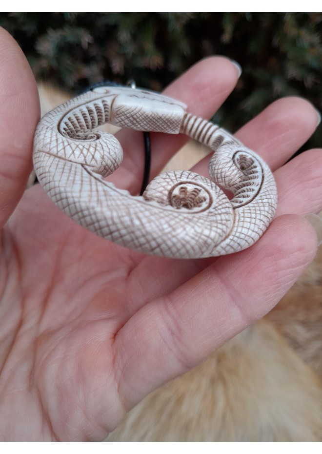Unique hand-carved Viking Snake amulet. 