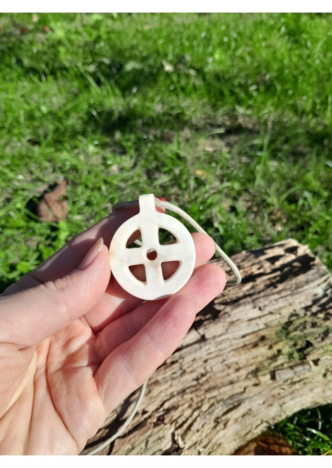 Hand-carved Norse Sun Cross amulet. Solar wheel pendant. Celtic pagan circle jewelry. Odin Cross art. Heathen, shaman talisman