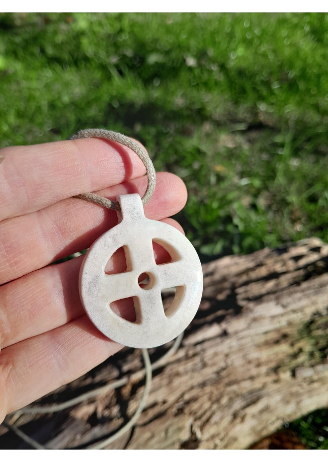 Hand-carved Norse Sun Cross amulet. Solar wheel pendant. Celtic pagan circle jewelry. Odin Cross art. Heathen, shaman talisman