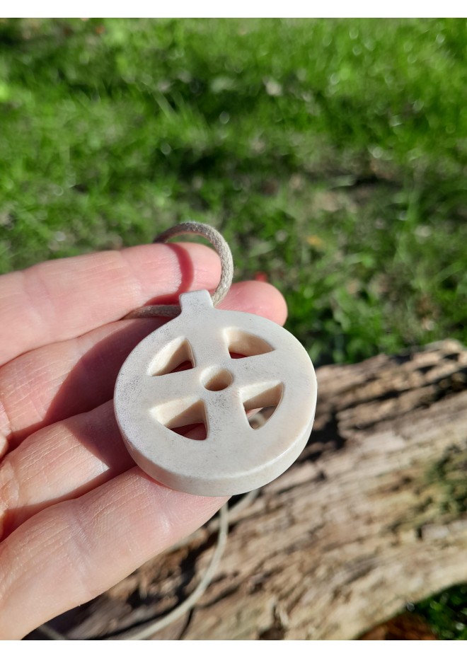 Hand-carved Norse Sun Cross amulet. Solar wheel pendant. Celtic pagan circle jewelry. Odin Cross art. Heathen, shaman talisman