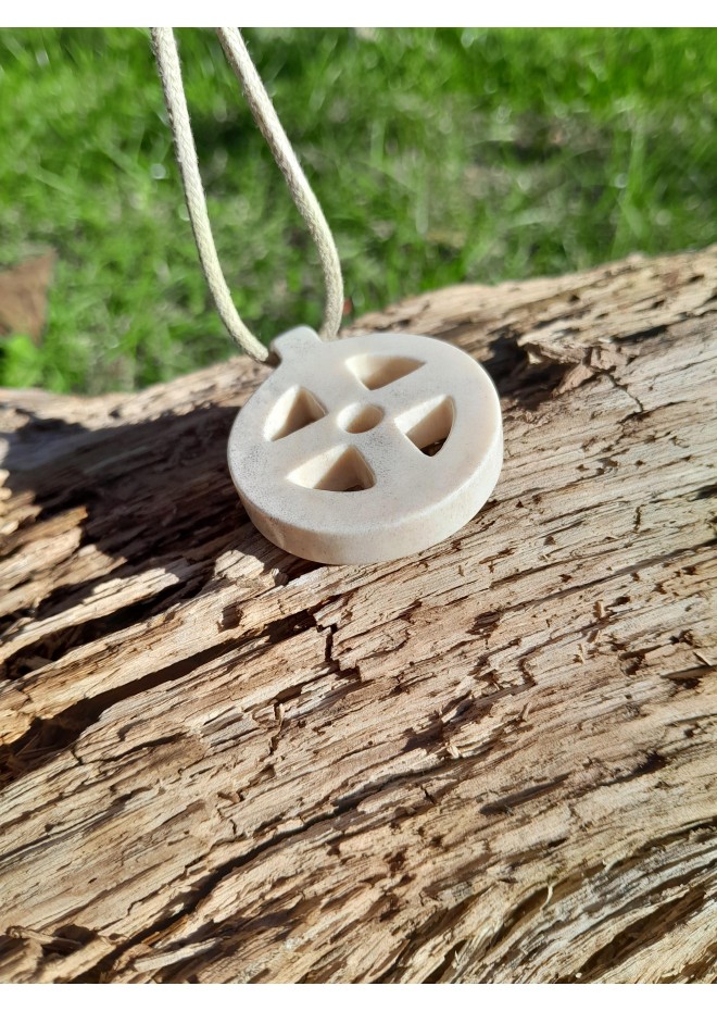 Hand-carved Norse Sun Cross amulet. Solar wheel pendant. Celtic pagan circle jewelry. Odin Cross art. Heathen, shaman talisman