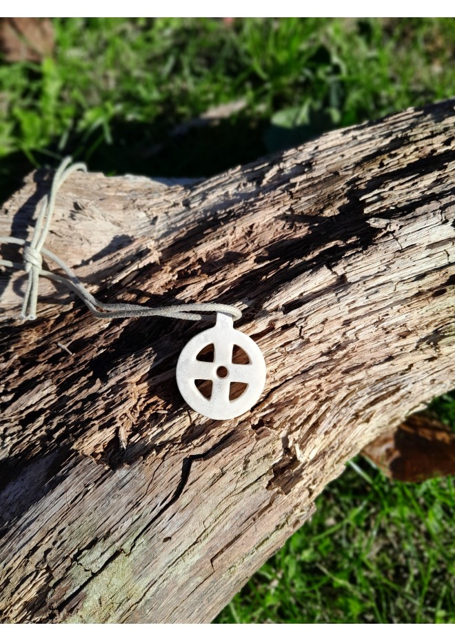 Hand-carved Norse Sun Cross amulet. Solar wheel pendant. Celtic pagan circle jewelry. Odin Cross art. Heathen, shaman talisman