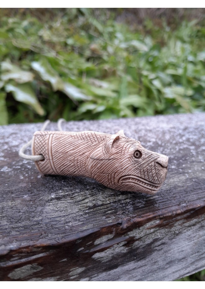 Viking bear warriors pendant. Berserker amulet. Hand-carved