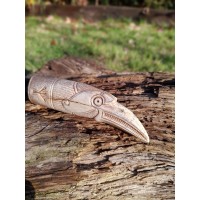 Knife handle "Raven". Viking or Norse style. Odin’s Raven head with Algiz rune. Hand carved