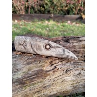 Knife handle "Raven". Viking or Norse style. Odin’s Raven head with Algiz and Odal runes - Hand carved