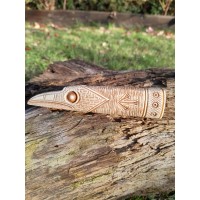 Knife handle "Raven". Viking or Norse style. Odin’s Raven head with Tiwaz and Sowilo runes - Hand carved