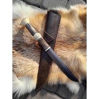 Viking Seax with Damascus steel blade and bone handle