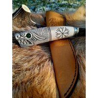 Handcrafted Viking knife with antler Wolf head handle