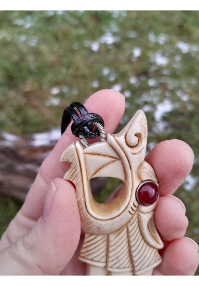 Fenrir Viking Wolf pendant. Antler hand-carved