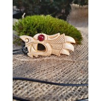 Fenrir Viking Wolf pendant. Antler hand-carved