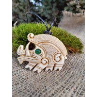 Unique Viking-style boar amulet carved from moose antler 