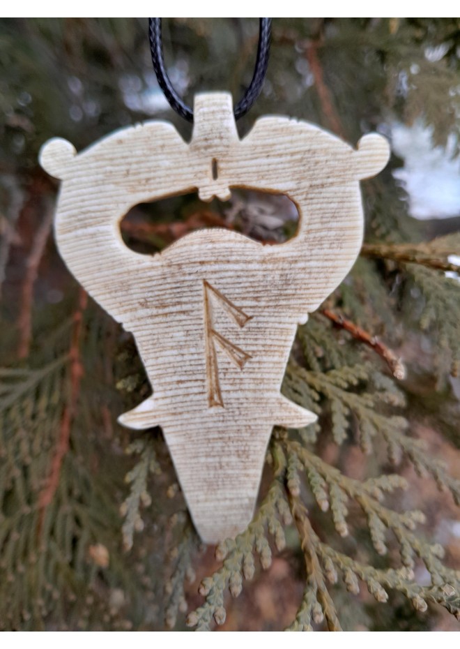 Handmade Norse Odin amulet from moose antler with Dragons