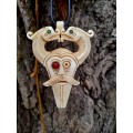 Handmade Norse Odin amulet from moose antler with Dragons
