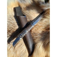 Hand-forged Viking Raven head knife – bronze & bog oak handle