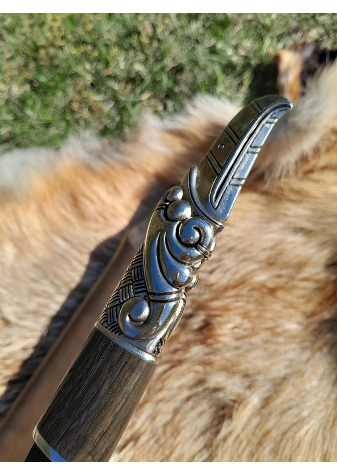 Hand-forged Norse knife with Raven's head hilt & leather sheath