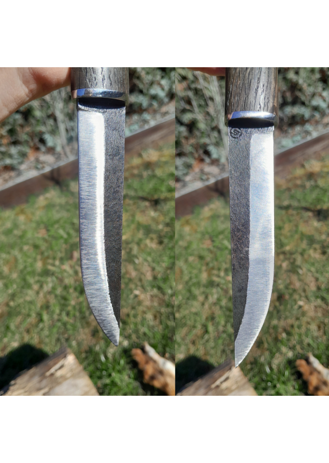 Hand-forged Norse knife with Raven's head hilt & leather sheath