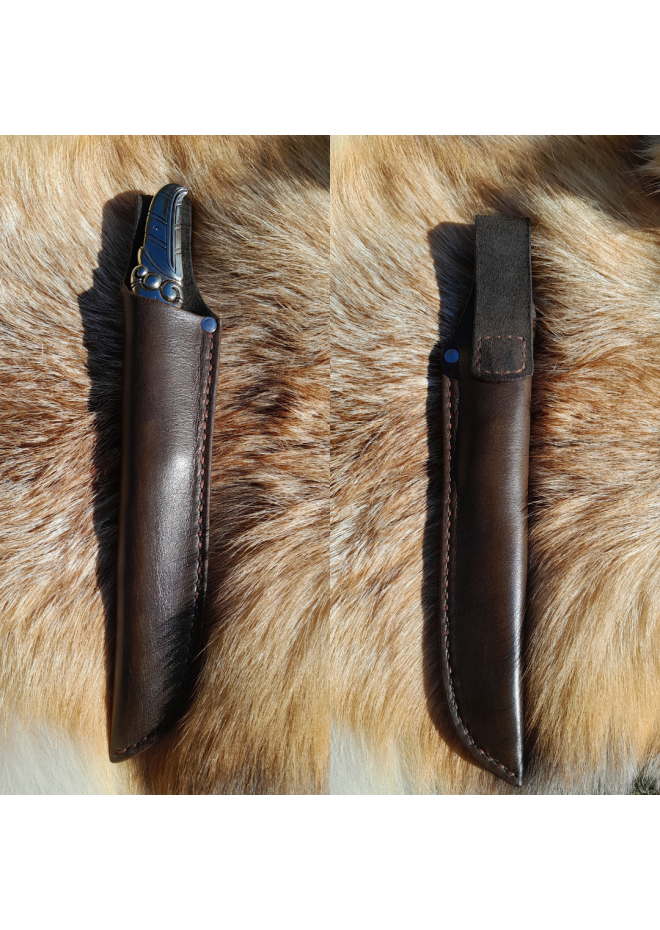 Hand-forged Norse knife with Raven's head hilt & leather sheath