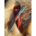 Viking seax Raven. Hand-forged Damascus steel & leather sheath 