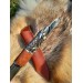 Viking seax Raven. Hand-forged Damascus steel & leather sheath 